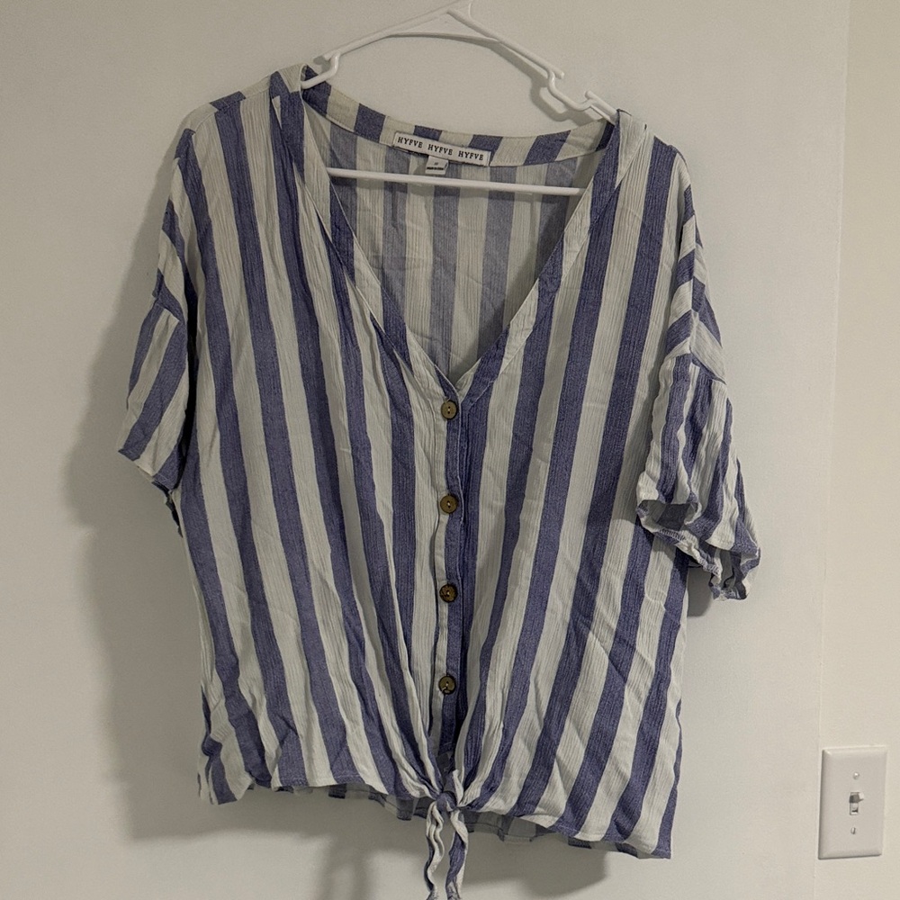 HYFVE Blue and White Striped Button-Down Shirt
